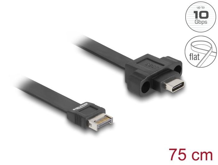 Delock USB 10 Gbps fladkabel Type-E Key A 20-pins stik til USB Type-C