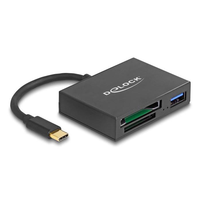 Delock USB-C™ kortlæser til XQD og SD hukommelseskort + USB 5 Gbps type