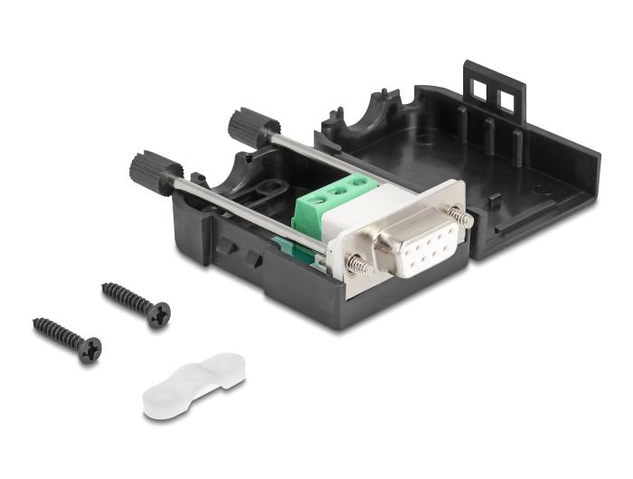 Delock Sub-D Stikhus 9-ben Seriell af plast inklusive terminalblok