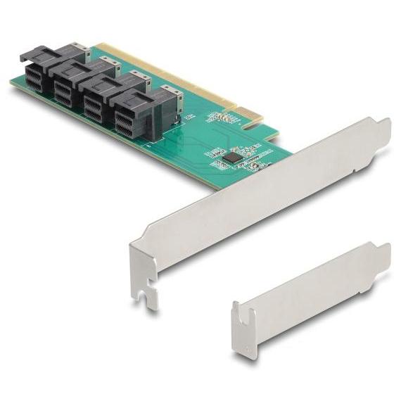 Delock PCI Express x16 kort med 4 interne SFF-8643 NVMe-stik - Bifurcation - L