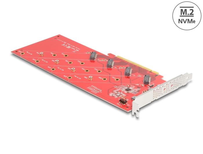 Delock PCI Express x16 kort med 4 interne NVMe M.2 Key M 110 mm tilslutninger - Bifurcation