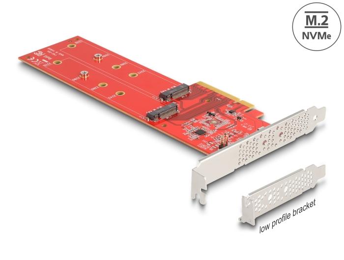 Delock PCI Express x8 kort med 2 interne NVMe M.2 Key M slots (110 mm) - Bifurcation