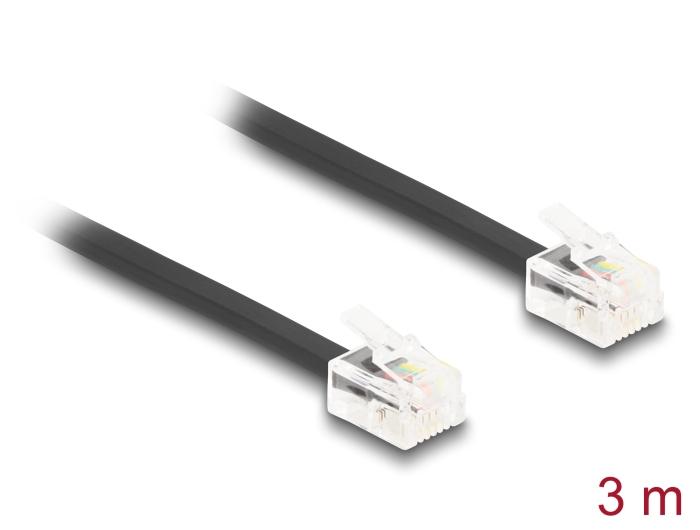 Delock Telefonkabel RJ11 Stik til RJ11 Stik sort 3 m