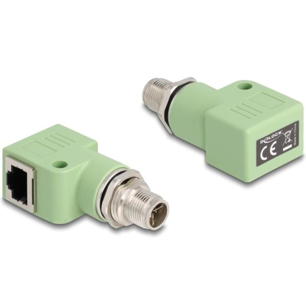 Delock M12 Adapter X-kodet 8-polet stik til RJ45-stik Cat.5e med fastgørelse