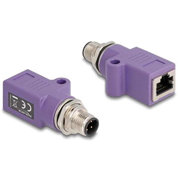 Delock M12 Adapter D-kodiert 4 Pin Stecker zu RJ45 Buchse Cat.5e mit Befes