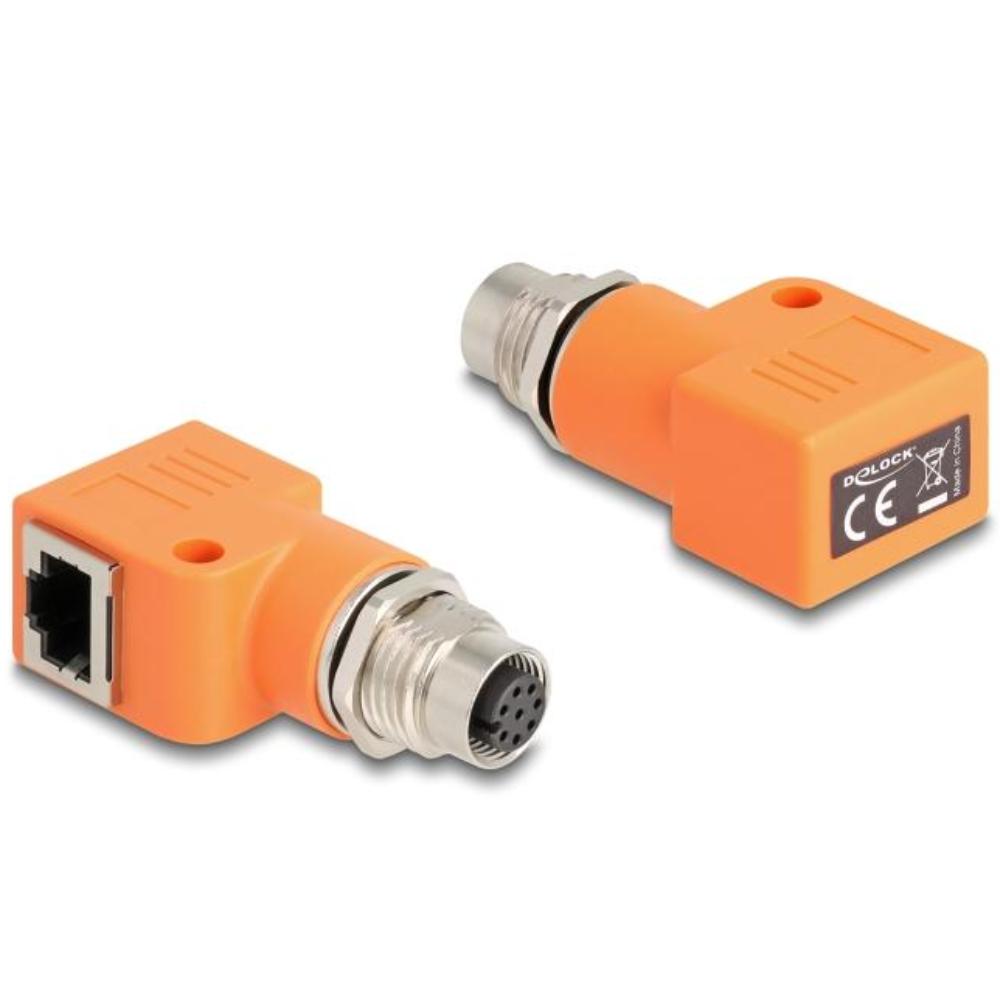 Delock M12 Adapter A-kodet 8-polet stik til RJ45 stik Cat.5e med montering