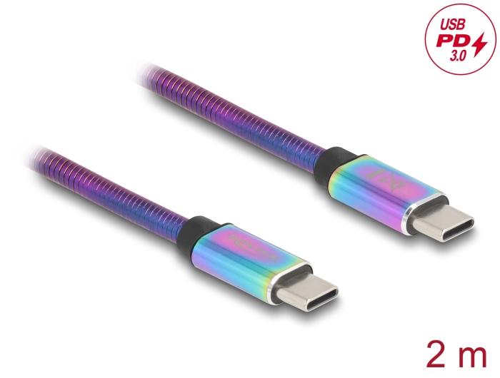 Delock USB 2.0 Kabel USB Type-C™ stik til stik med metalhuse iri