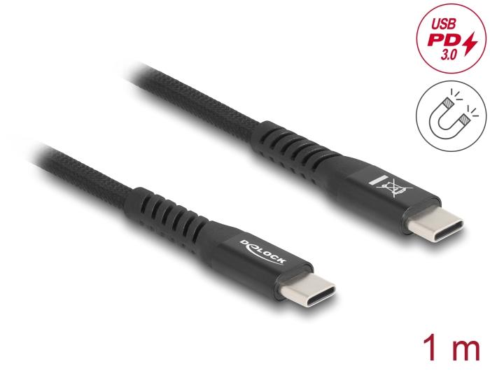 Delock USB 2.0 Kabel USB Type-C™ Stik til Stik med magnetisk tekstilvæv