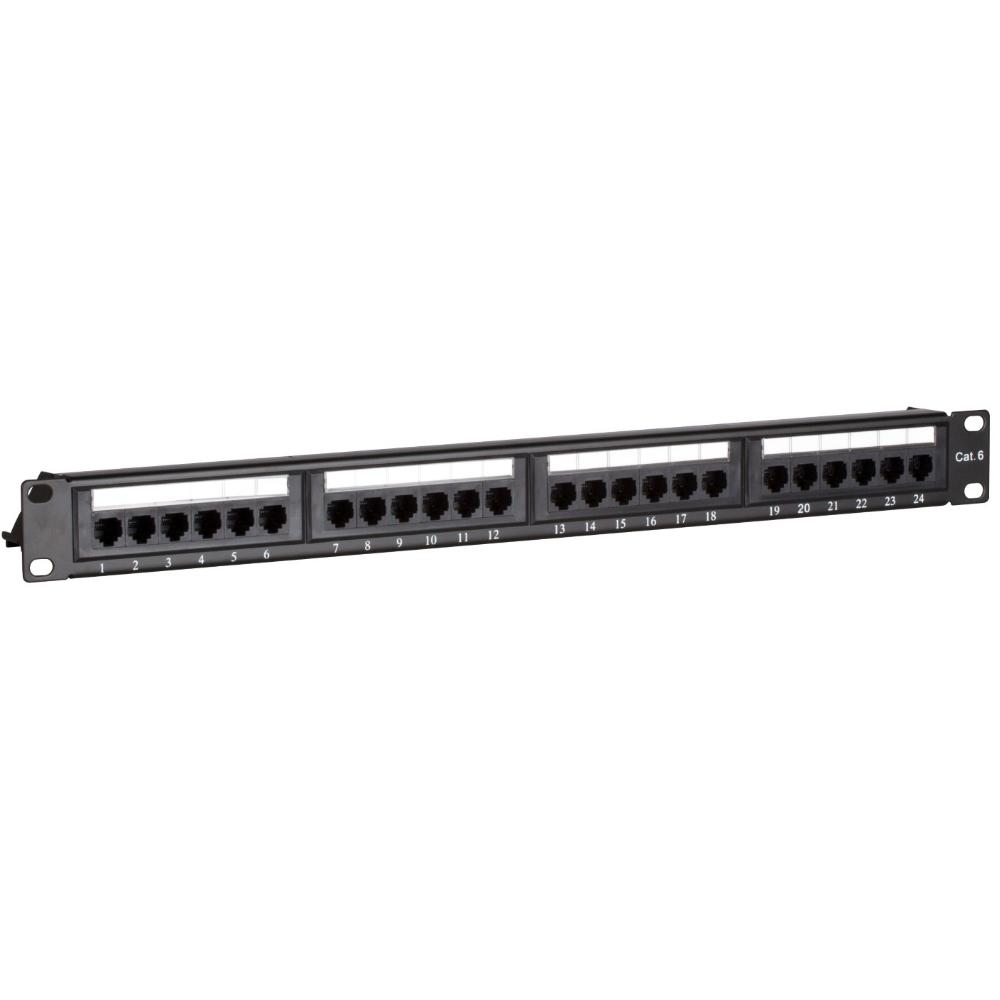 1U 24-ports patchpanel Cat 6 UTP 483 x 35 x 44 mm (BxDxH) Patchskab Serverskab Dataskab
