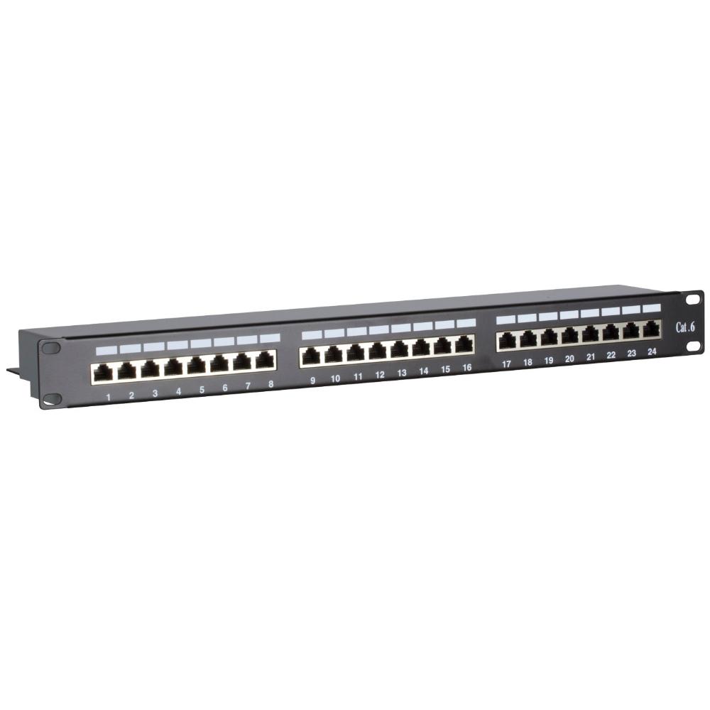1U 24-ports patchpanel Cat 6 FTP 483 mm x 113 mm x 44 mm (BxDxH) 19 tommer Patchskab Serverskab Dataskab