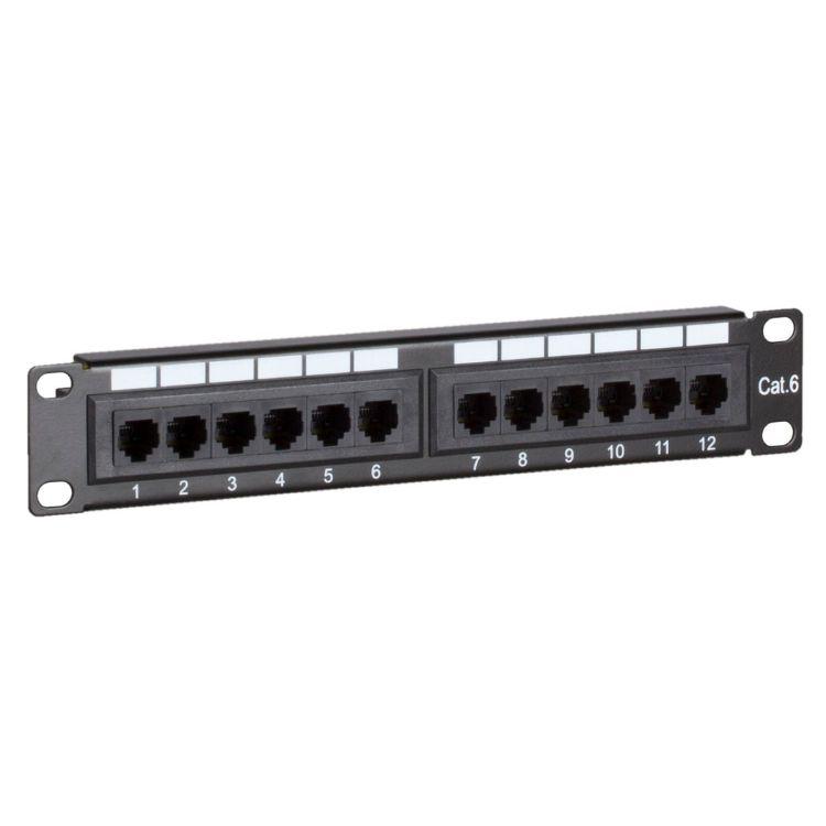 1U Patchpanel 12 porte 10 tommer 12x RJ45 female Patchskab Vægskab Dataskab