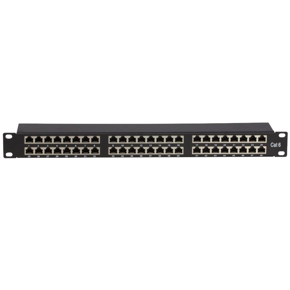 1U 48-ports patchpanel Cat 6 FTP 483 mm x 103 mm x 44 mm (BxDxH 19 tommer Patchskab Serverskab Dataskab