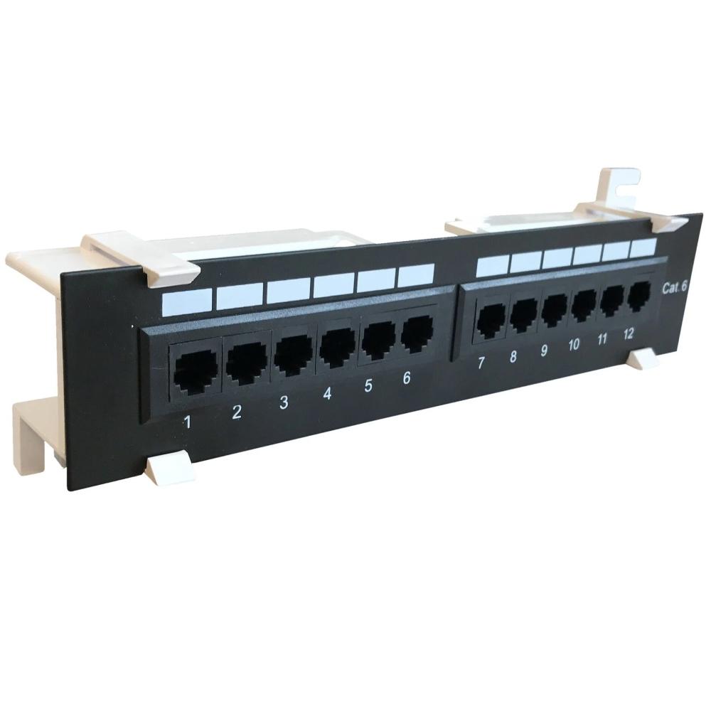 1U vægmonteret 12-ports patchpanel Cat 6 UTP Patchskab Serverskab Dataskab