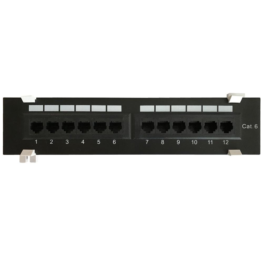 1U vægmonteret 12-ports patchpanel Cat 6 UTP Patchskab Serverskab Dataskab