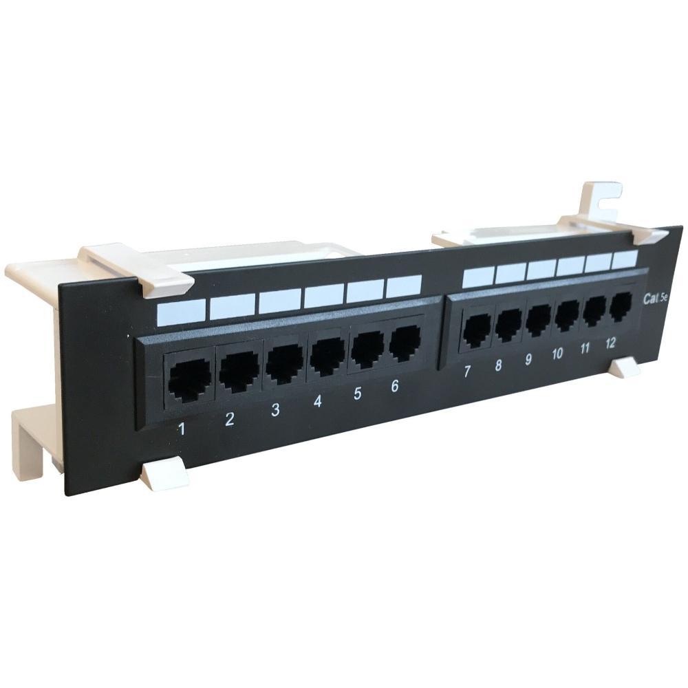 1U vægmonteret 12-ports patchpanel Cat 5e UTP Patchskab Serverskab Dataskab