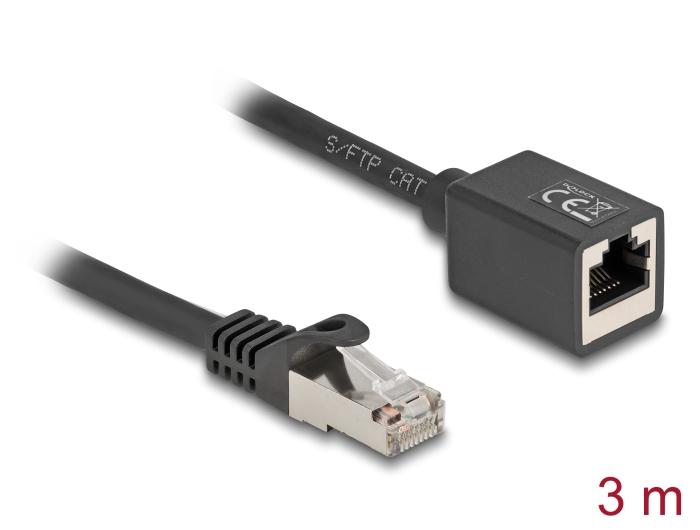 Delock Netværksforlængerkabel RJ45 Stik til RJ45 Stikkontakt Cat.6A S/F