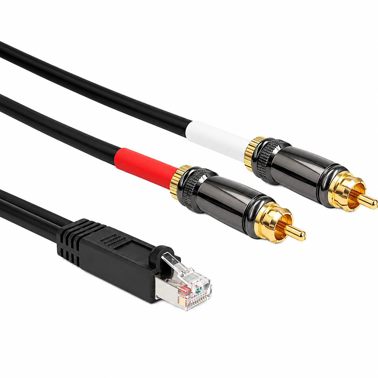RJ45 til RCA audio adapterkabel