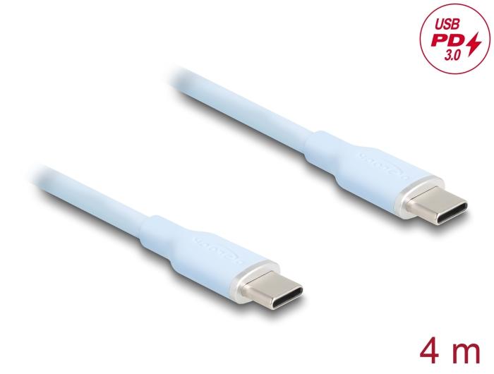 Delock USB 2.0 Kabel USB Type-C™ stik til stik PD 3.0 60 W 4 m blå