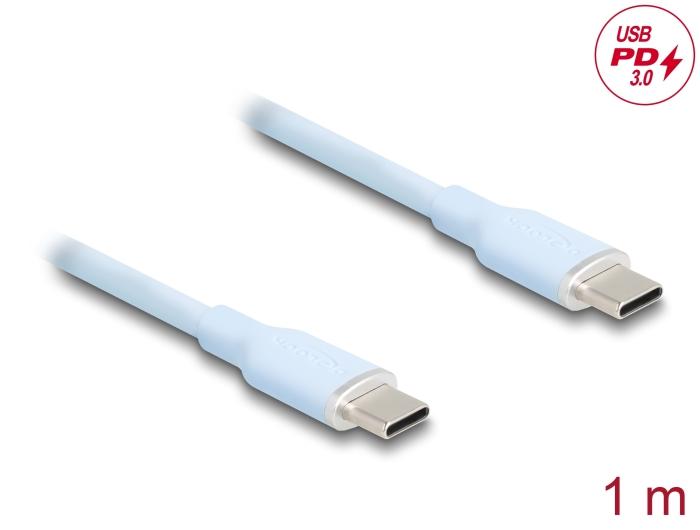 Delock USB 2.0 Kabel USB Type-C™ stik til stik PD 3.0 60 W 1 m blå