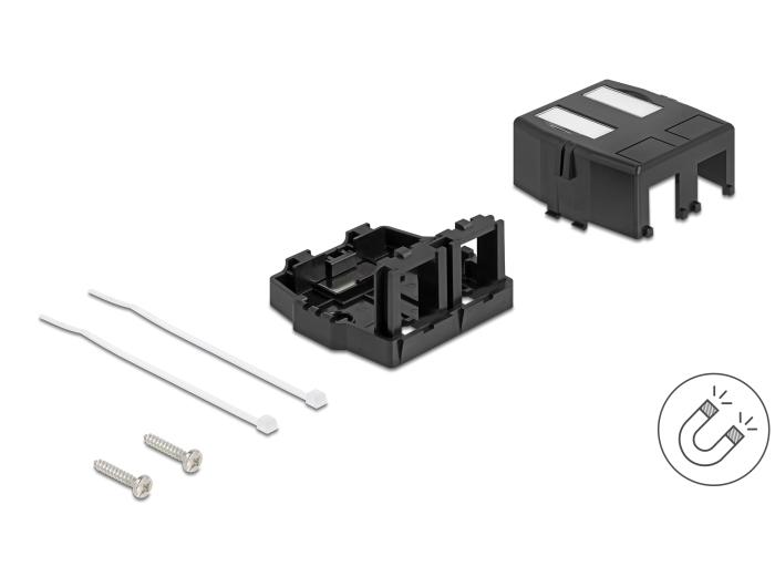 Delock Keystone tomhus 2-ports med magnetisk underside, sort