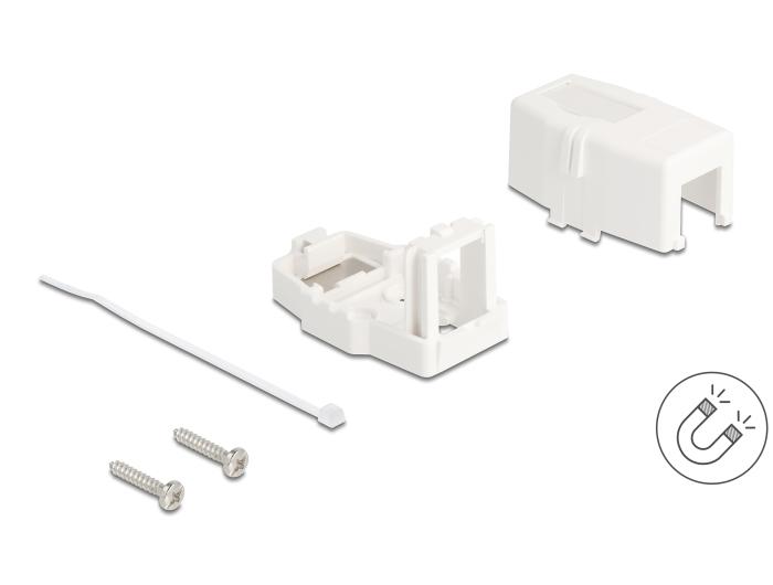 Delock Keystone tomhus 1 port med magnetisk underside, hvid