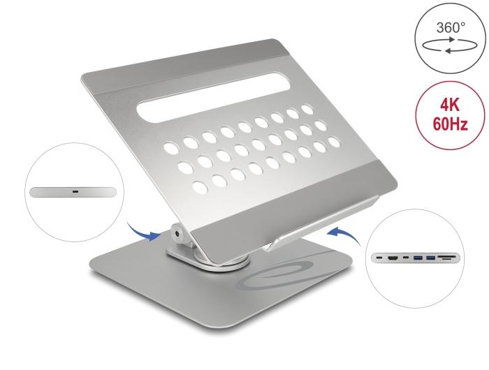 Delock Tablet- og Notebookstander med integreret dockingstation 4K - HD