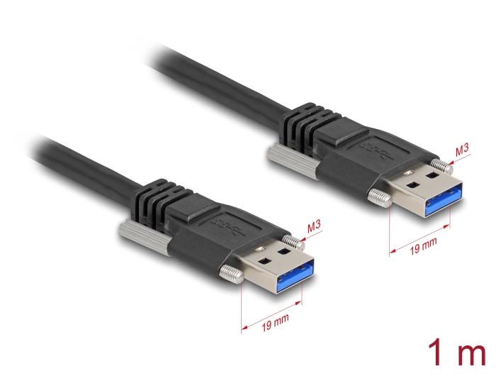 Delock USB 5 Gbps Kabel Type-A Stik til Type-A Stik med gevindlås