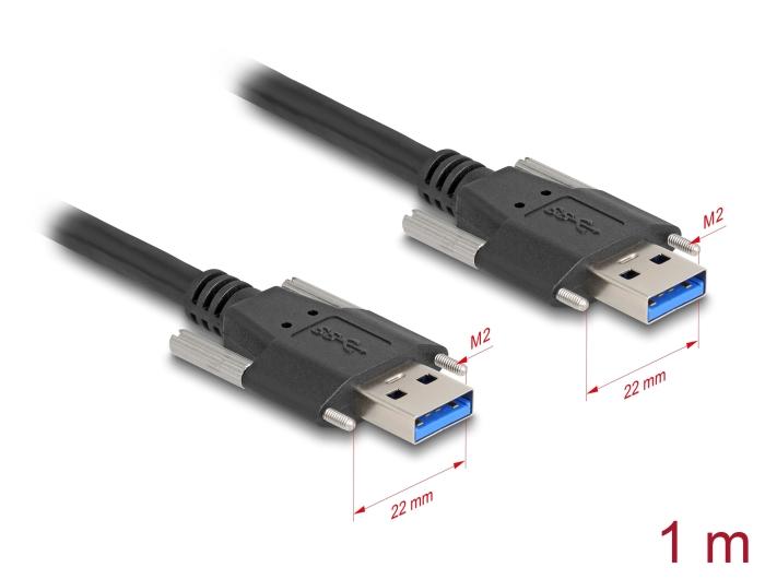 Delock USB 5 Gbps Kabel Type-A Stik til Type-A Stik med gevindlås