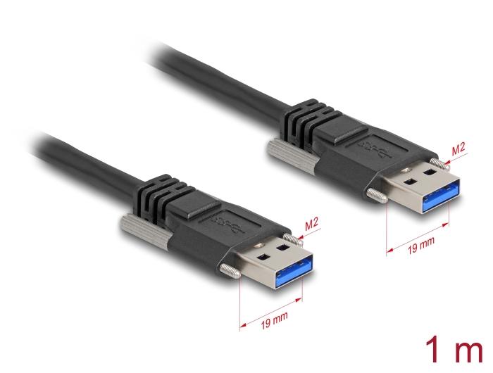 Delock USB 5 Gbps Kabel Type-A Stik til Type-A Stik med gevindlås