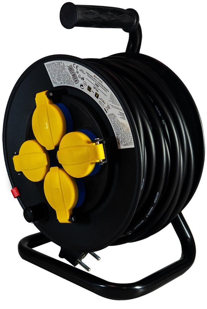Entac Socket IP44 Kabelspoel 4 stikdaser 25m - Entac