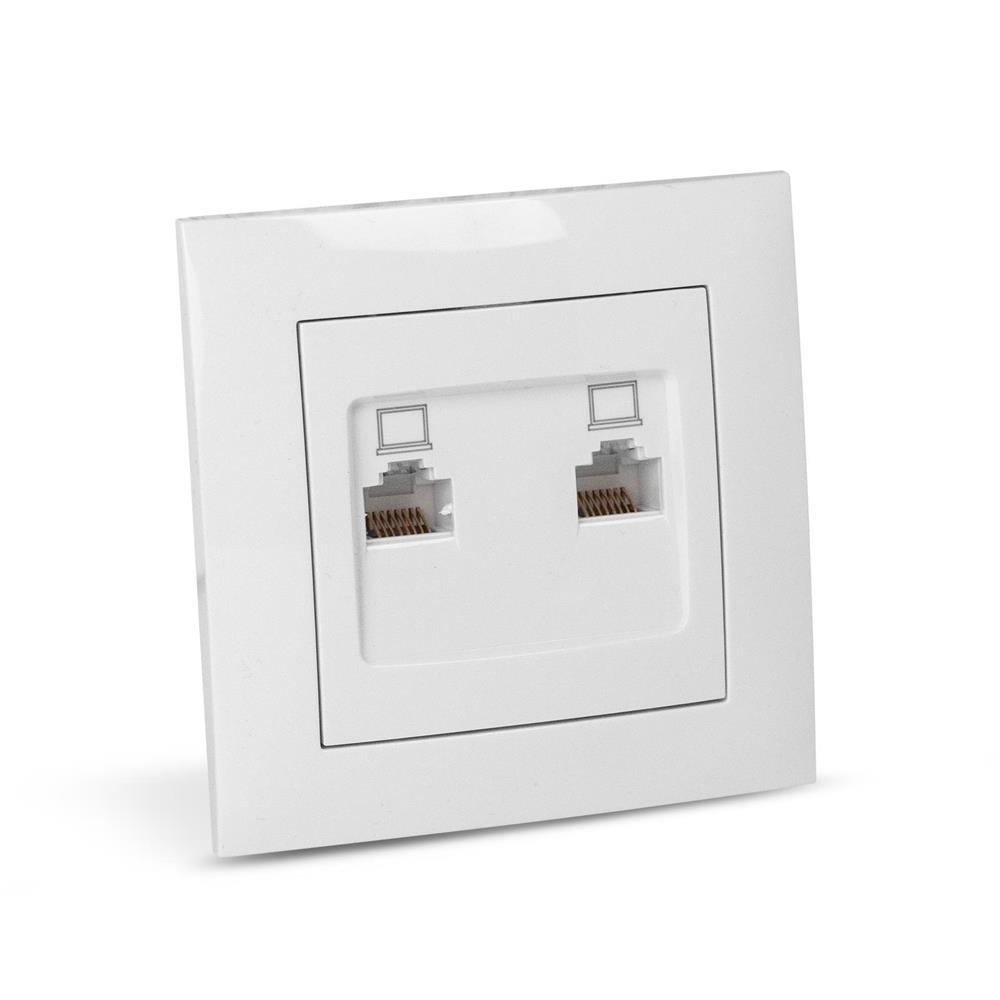 Entac Arnold Indbygnings-LAN-stik 2x Cat5 Hvid - Entac