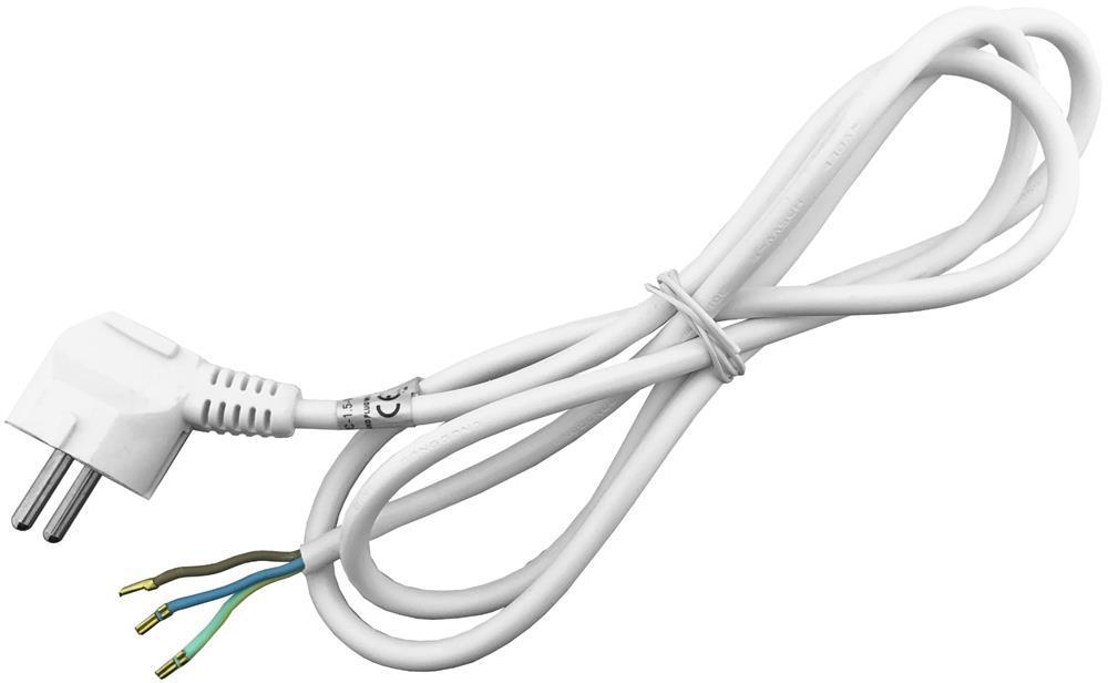 Entac Rewireable Cord 3G1.0 1,5m med jordet stik Hvid - Entac