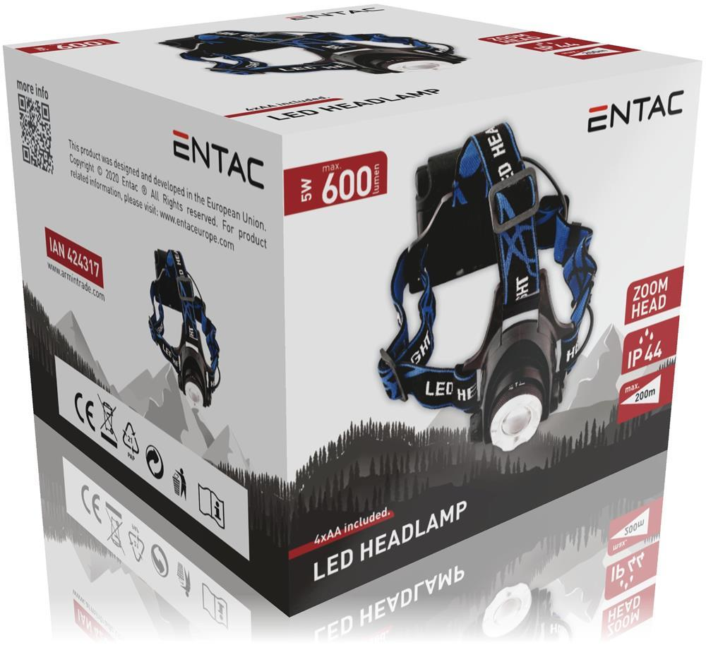 Entac Headlight Zoom 5W Alu + 4pcs AgfaPhoto HD - Entac