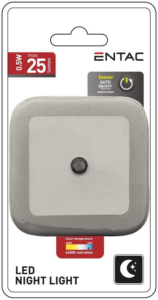 Entac Natlampe 0,5W Kvadratisk Hvid - Entac