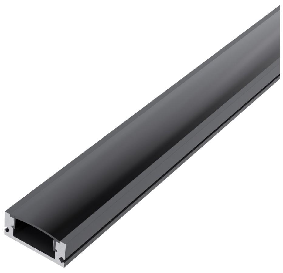 Avide Alu Profile U 17.4x7mm Normal Black med sort afdækning 1m - Avide