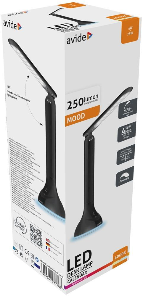 Avide LED skrivebordslampe RGB stemningslys Sort 4W - Avide