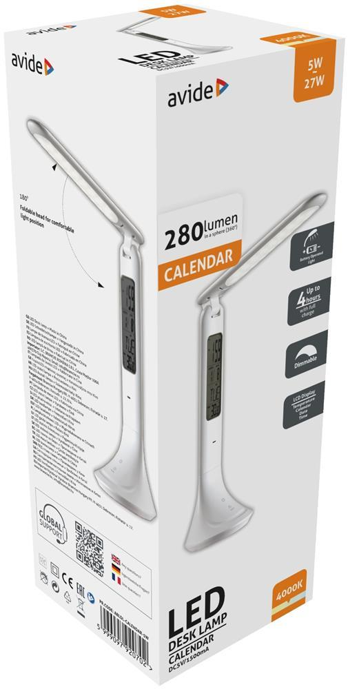 Avide LED skrivebordslampe Kalender Hvid 5W - Avide