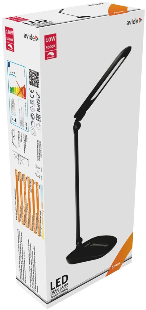 Avide LED Bordlampe Foldbar Touch Dimmer Sort 10W - Avide