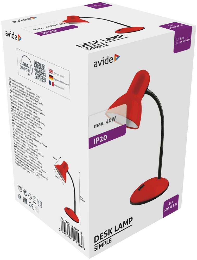 Avide Basic Bordlampe Enkel Rød - Avide