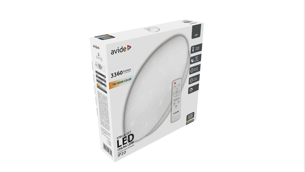 Avide LED Loftlampe Oyster Stella-CCT 48W v2 med fjernbetjening - Avide