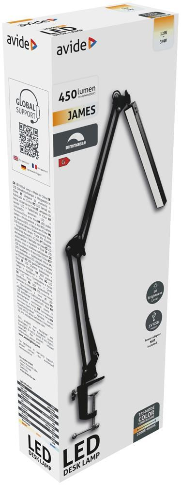 Avide LED skrivebordslampe bordklemme 12W - Avide