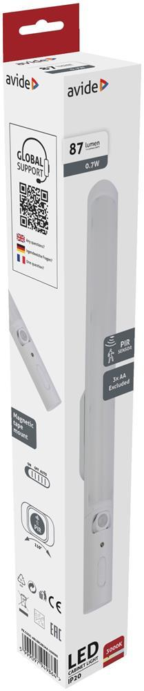 Avide LED Cabinet Light 0.7W PIR 3000K 3xAA uden batterier - Avide