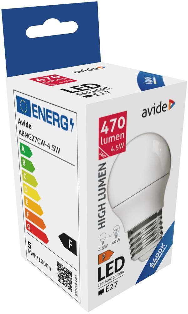 Avide LED Globe Mini G45 4,5W E27 CW 6400K - Avide