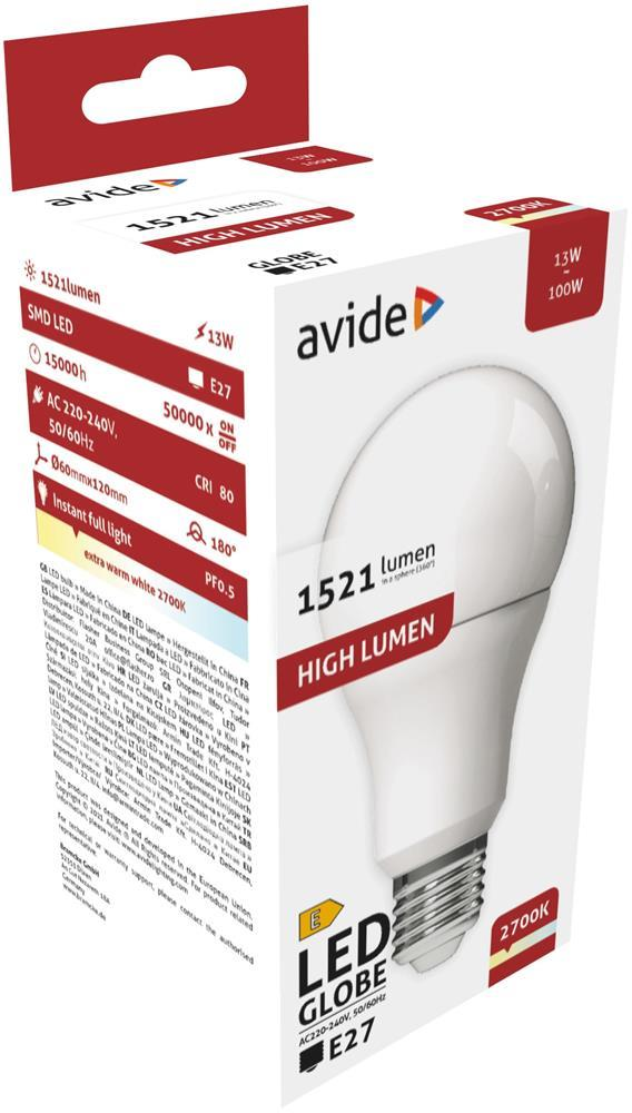 Avide LED Globe A60 13W E27 EW 2700K - Avide