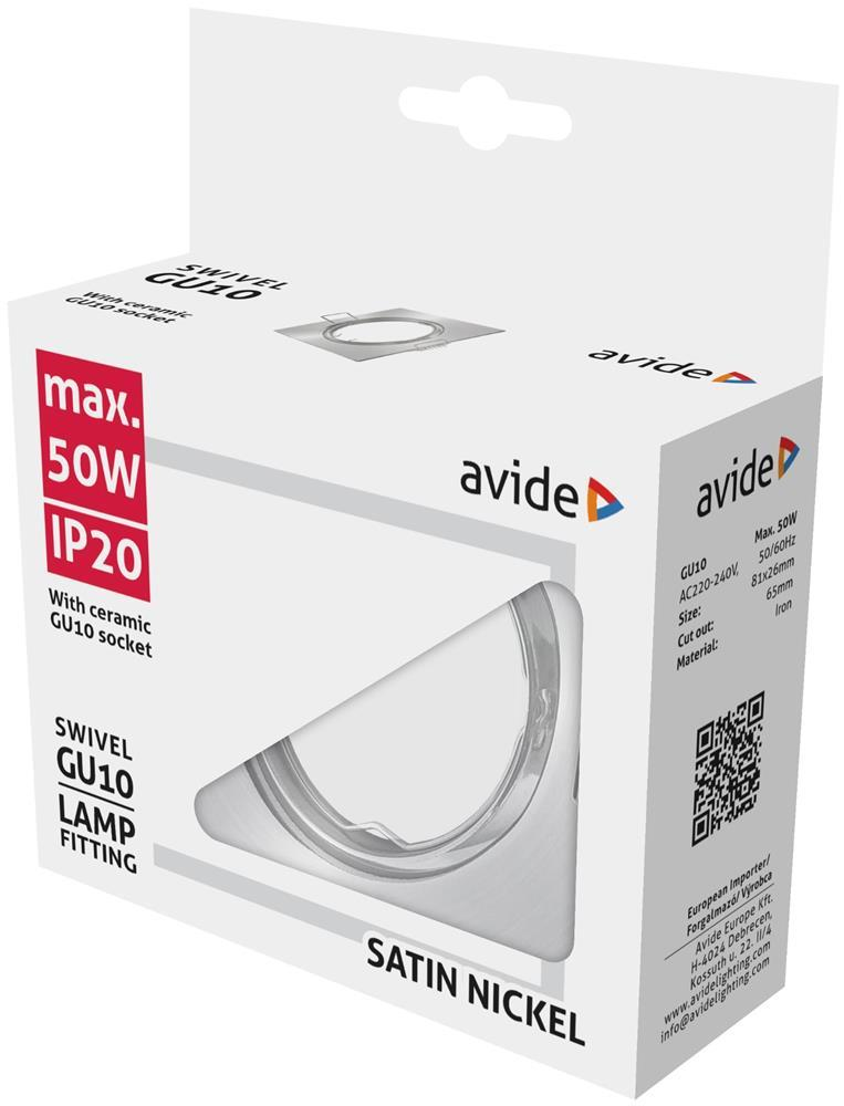 Avide GU10 Frame Square Swivel Satin Nickel - Avide