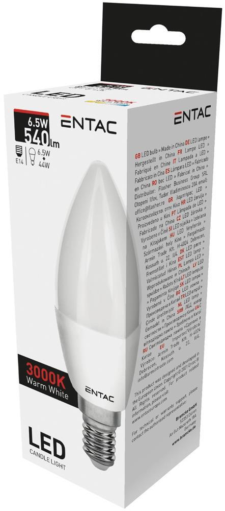 Entac LED Kaars E14 6,5W HV 3000K - Entac