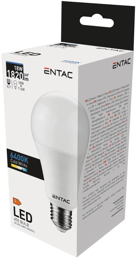 Entac LED Globe E27 18W CW 6400K - Entac