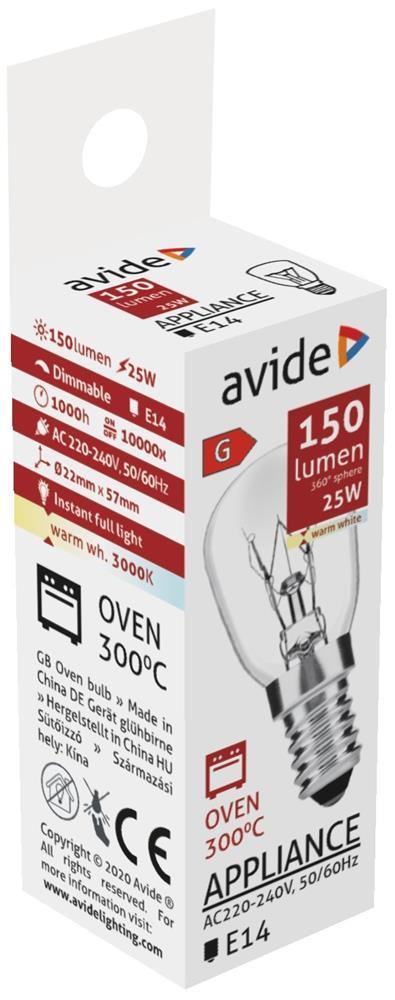 Avide Rough Oven 300C Bulb 25W E14 WW 3000K - Avide