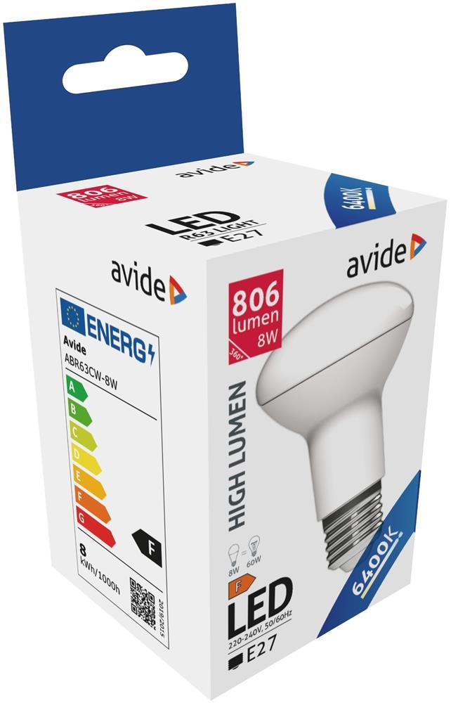 Avide LED R63 8W E27 CW 6400K - Avide