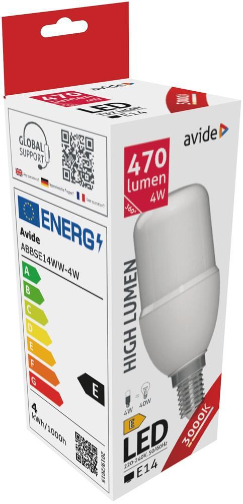 Avide LED Bright Stick Bulb T37 4W E14 WW 3000K - Avide